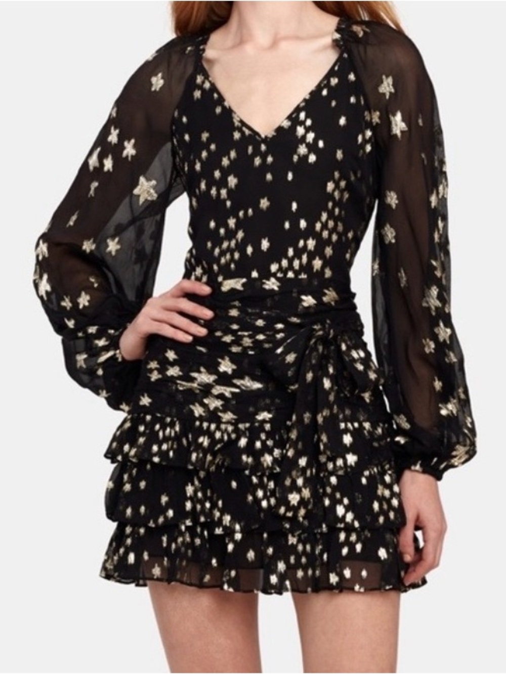 LoveShackFancy Rina Dress Black & Gold - Size 4